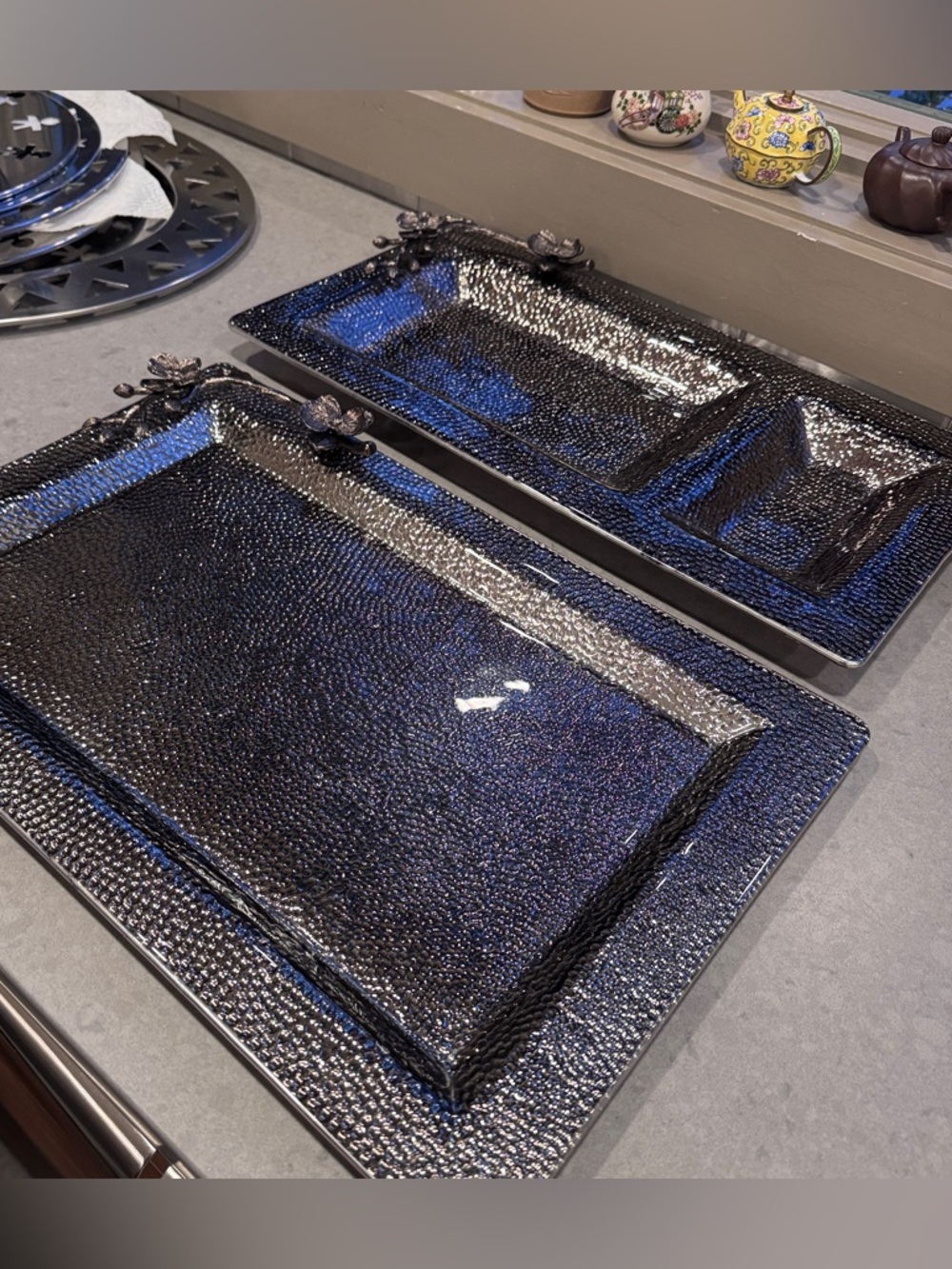 Michael Aram Black Orchid Glass Serving Tray